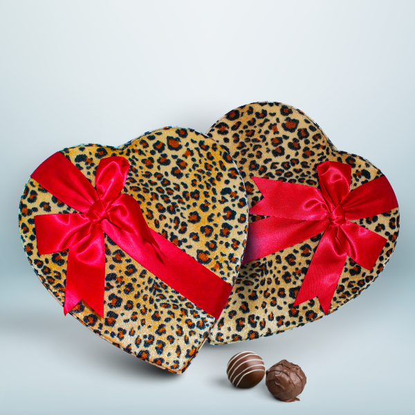 Chocolate Truffles in Leopard Heart Gift Box